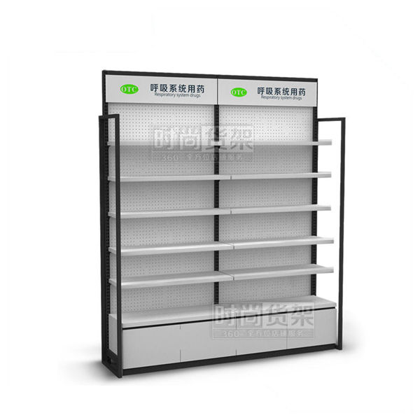 藥店貨架_單面貨架(孔板地柜無中框)