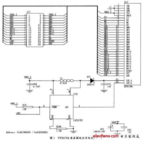 TFT6758液晶模塊應(yīng)用電路