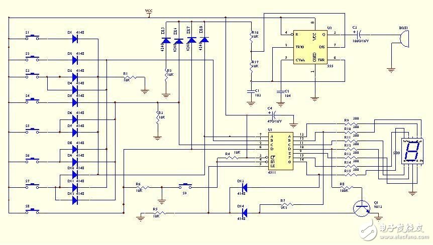 基于cd4511的八路搶答器電路